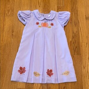 Lavender Kids Dress with Autumn Embroidery